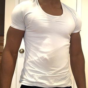 Saks Fifth White V Neck T-Shirt